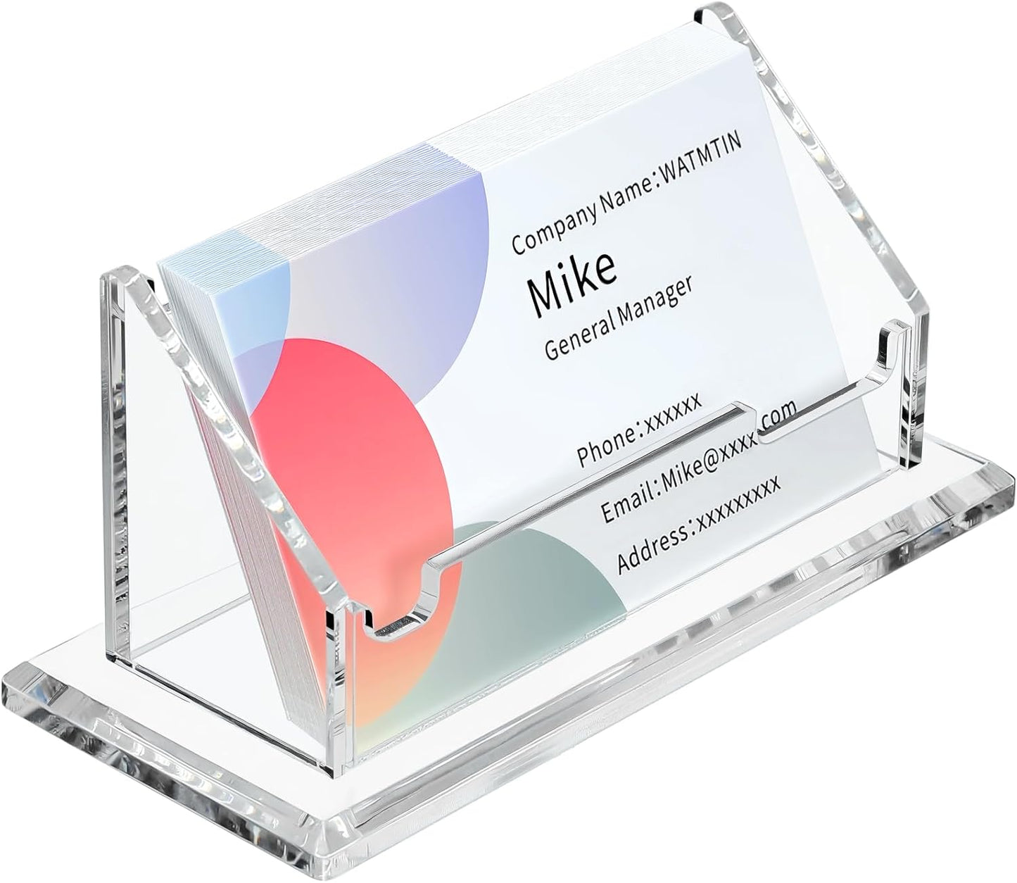 1 Pcs Acrylic Business Card Holder, Horizontal Acrylic Card Holder, Clear Business Name Cards Display Stand for Women and Men Desk Accessories, 1 Slot