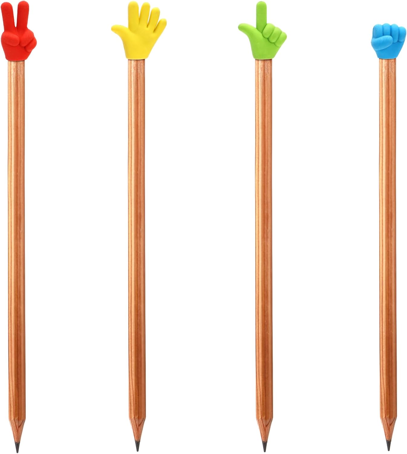 Frcctre 200 Pack Pencil Eraser Caps, Funny Rock Paper Scissors Shapes Pencil Top Erasers Studying Supplies for Teachers Students Classroom Home and Office, 4 Colors&Shapes