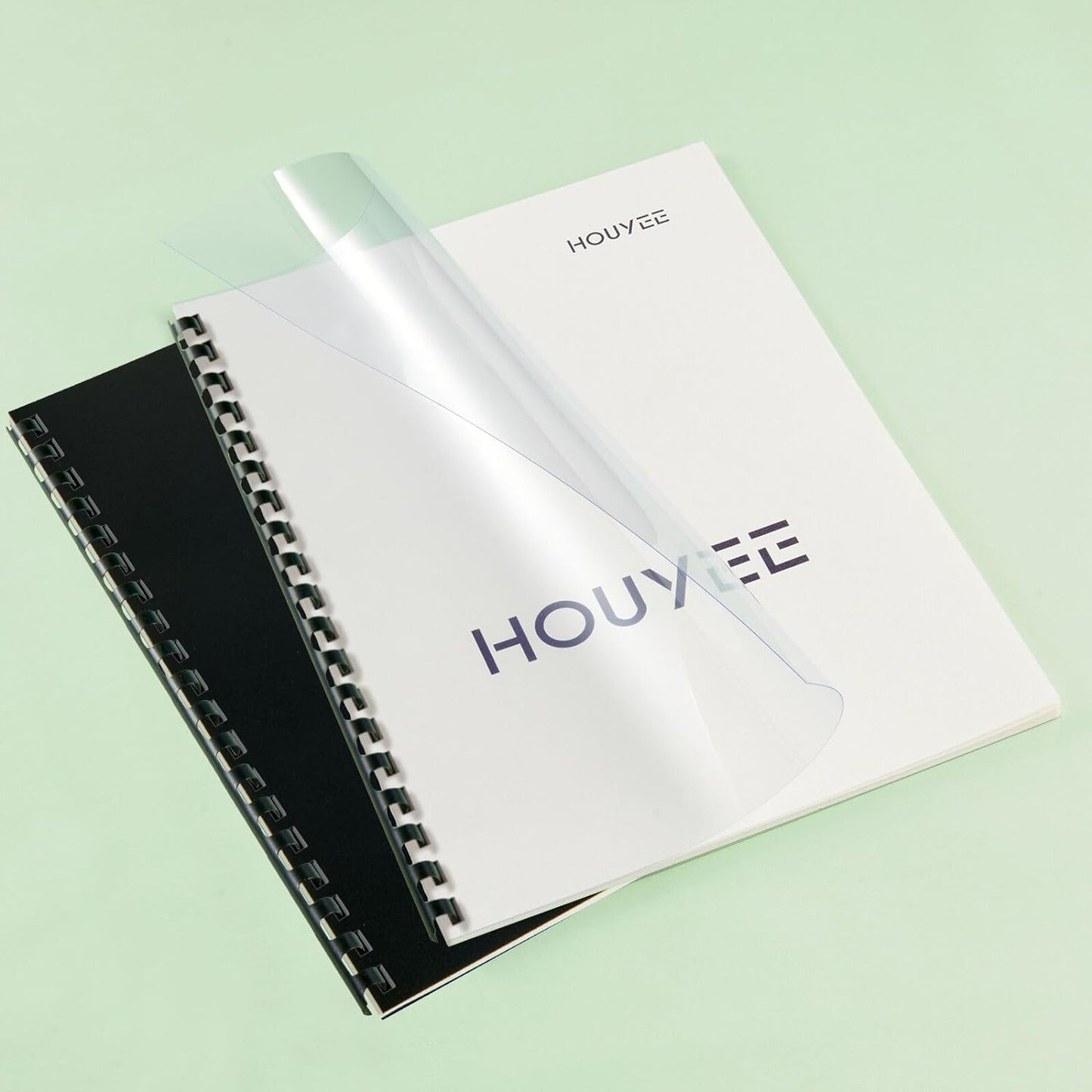 HOUYEE 100 Pack Binding Covers Set, 8.5x11 Inches, Including 50 Pcs 12 Mil Clear Binding Covers, 50 Pcs 16 Mil Sand Plastic Binding Covers