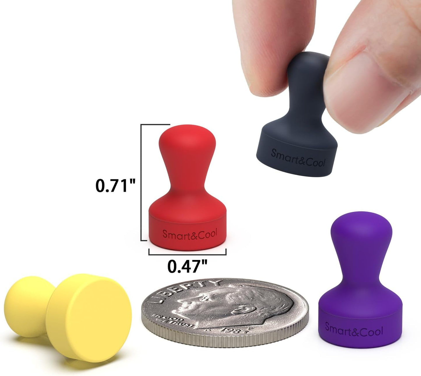 SMART&COOL Silicone Anti Scratch Push Pin Refrigerator Magnets, Thumbtack Magnets for Fridge, Dry Erase Board, Whiteboard, Office, Classroom, School (10 Pack, Multi)