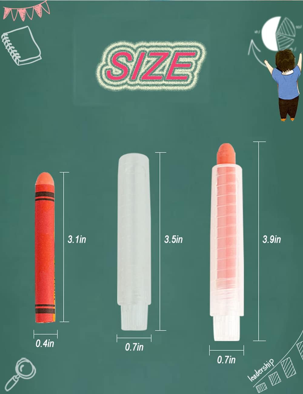 Non-toxic Dustless Chalk With Holder for Kids Colored Chalk Whiteboard Art Tool for Blackboard Kids Children Drawing Writing,24PCS