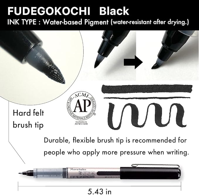 Kuretake Zig Inktober pen set, for Illustration, Manga Drawing, Lettering and Calligraphy, Professional Artist, Made in Japan (FUDEGOKOCHI(3pcs.))