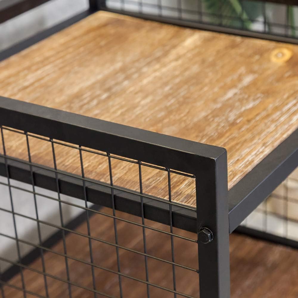 Industrial 3-Shelf Printer Stand, Rustic Printer Cart with Wheels, Large Printer Desk Cart with Storage Shelves, Office Organizer for Home, Living Room, 19.3'' x 19.3'' x 34.8''