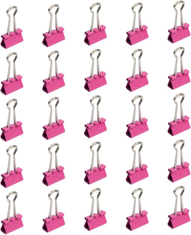 JAM PAPER Colorful Binder Clips - Small - 3/4 Inch (19 mm) - Pink Binderclips - 25/Pack