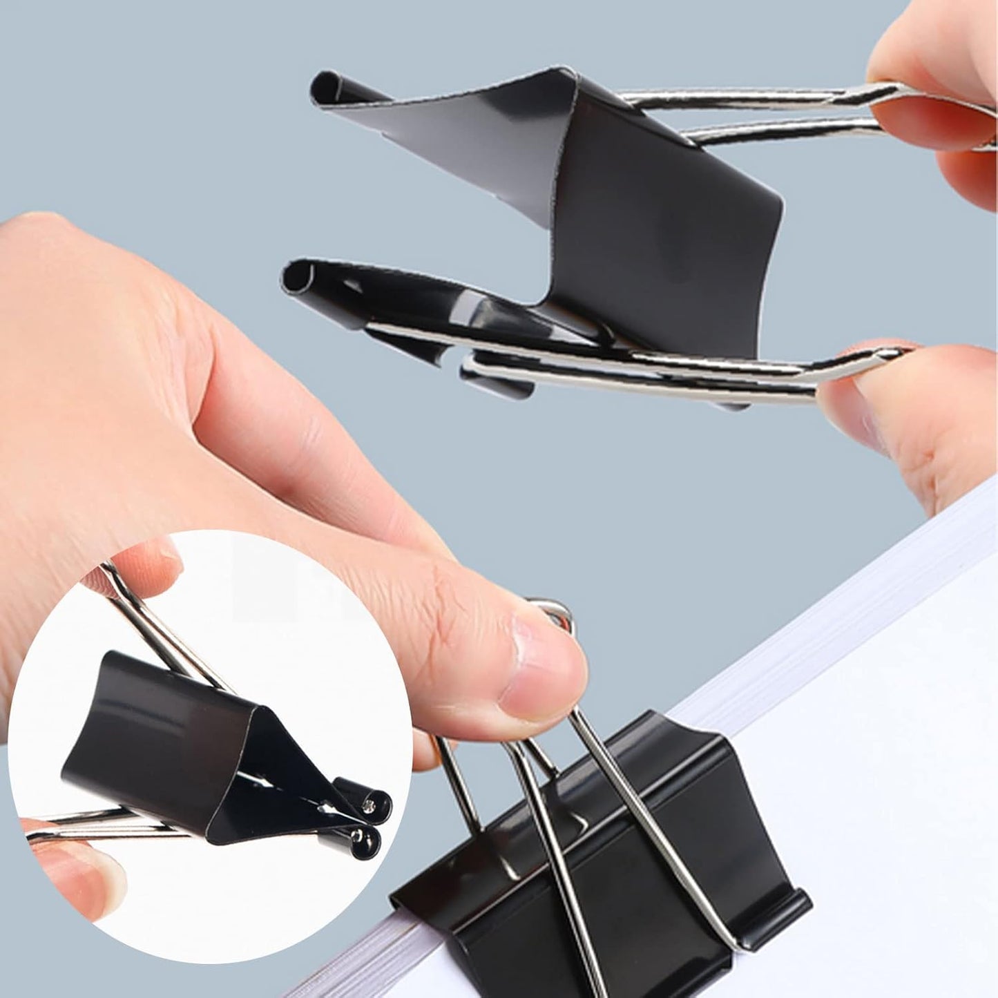 Binder Clips Paper Clamps 300 Pack Assorted Sizes (Black), Jumbo, Large, Medium, Small, Mini and Micro,6 Sizes for Office, School and Home