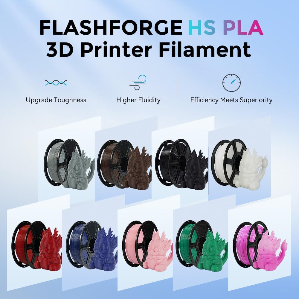 FLASHFORGE Rapid PLA Filament 1.75mm, High Flow Speedy 3D Printer Filament, Experience Exceptional Performance with 500mm/s High-Speed Printing, Neatly Wound & Top-Notch Filament (Chocolate Brown)