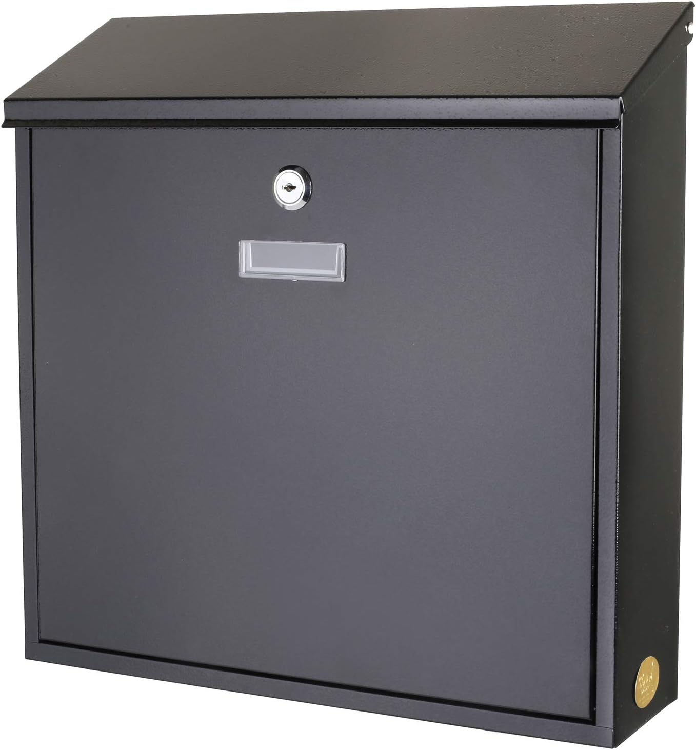Metal Mailbox Steel office comment Suggestion ballot Box Secure Box With top special Wide Slot for envelopes Wall Mount with pre drilled holes Drop Box for Home and Office 14.3H x 14.6W x 3.75D(Black)