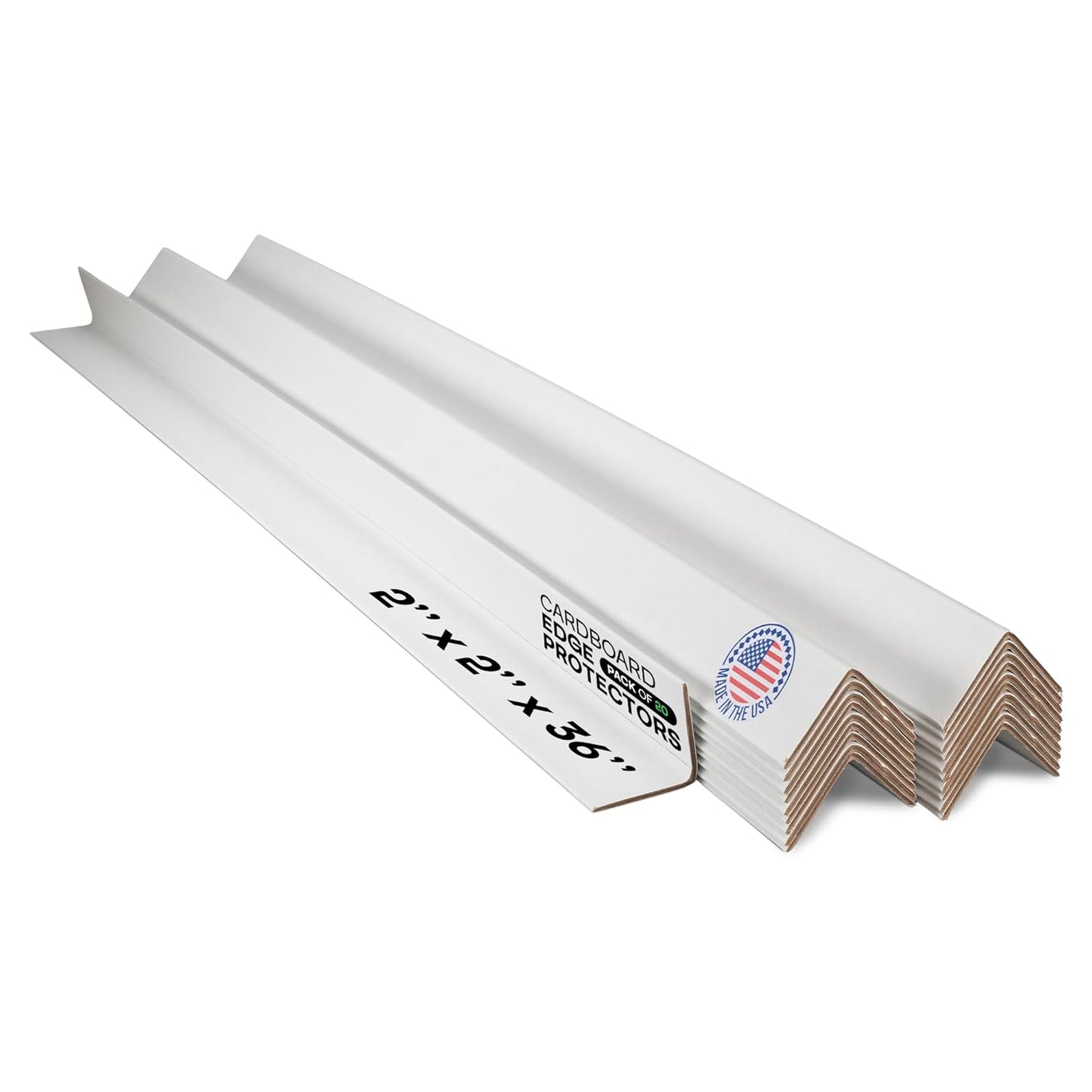 IDL Packaging 2” x 2” x 36” Cardboard Edge Protector (Pack of 20) - Corner Protectors for Shipping, Storage, & Moving – Reinforced Corner Guard Protection for Pallets, Wall Corners, & Furniture