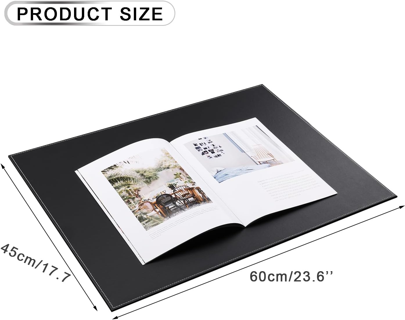 KINGFOM Desk Pad & Mat 24" x 18" Protector Large Mouse Pad PU Leather for Desktops and Laptops (Black)