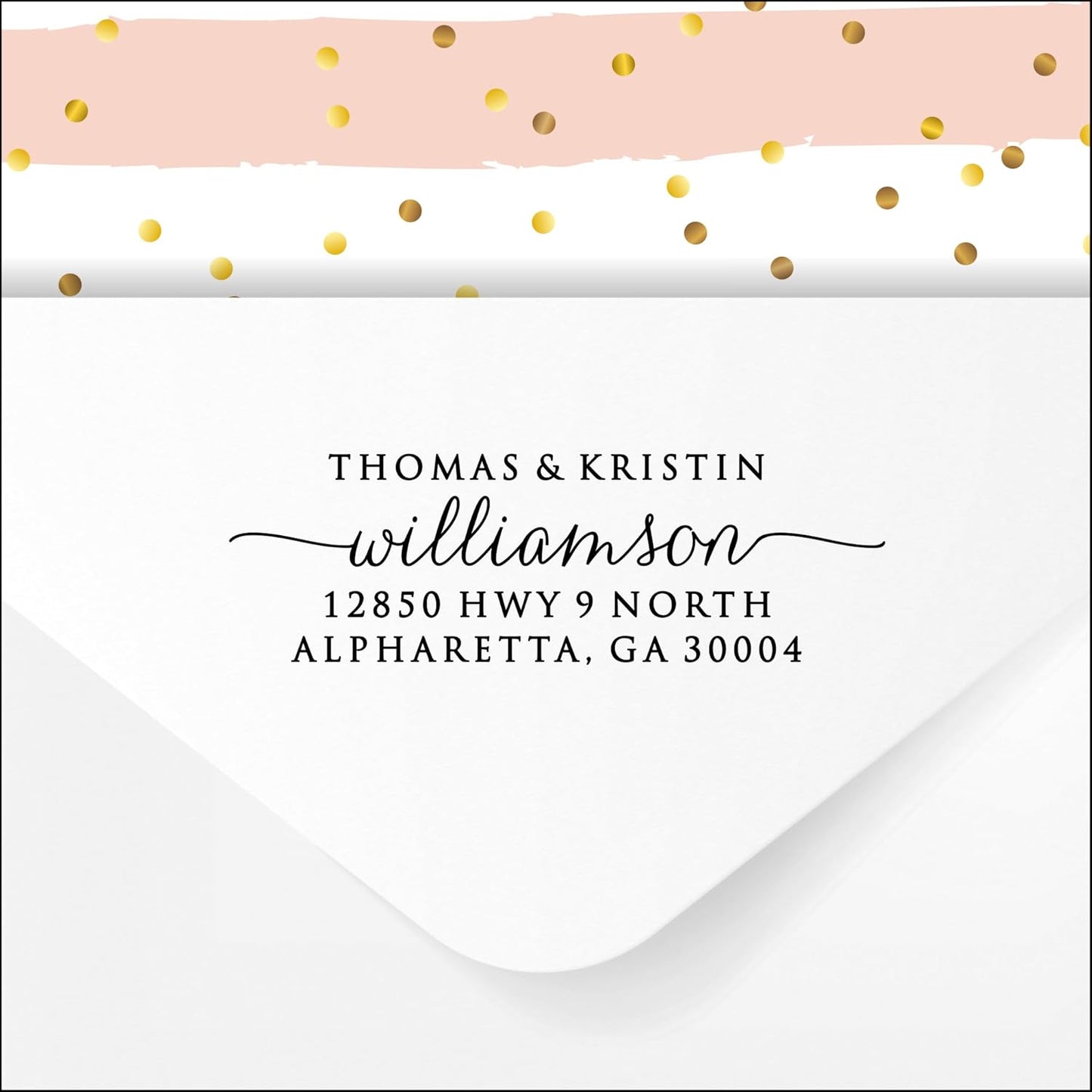 Self Inking Return Address Stamp - Custom 4 Line Personalized Address Stamp for Envelopes, Wedding Invitations, Business, Mailing Labels, Black Ink (Calligraphy Script)