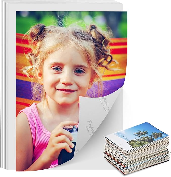 Photo Paper Single-Sided High Gloss,8x11.5 Inch, Pack of 20 Sheets, 200 g/㎡, White，Fits for Thermal Sublimation, Inkjet, laser and photo Printers, No Color Difference