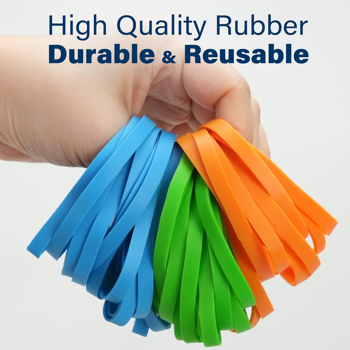 LotFancy Rubber Bands, Size 64 (3-1/2" x 1/4"), 0.5 lb Approx 130 Pcs Thick Heavy Duty Colored Rubber Bands for Office Supplies