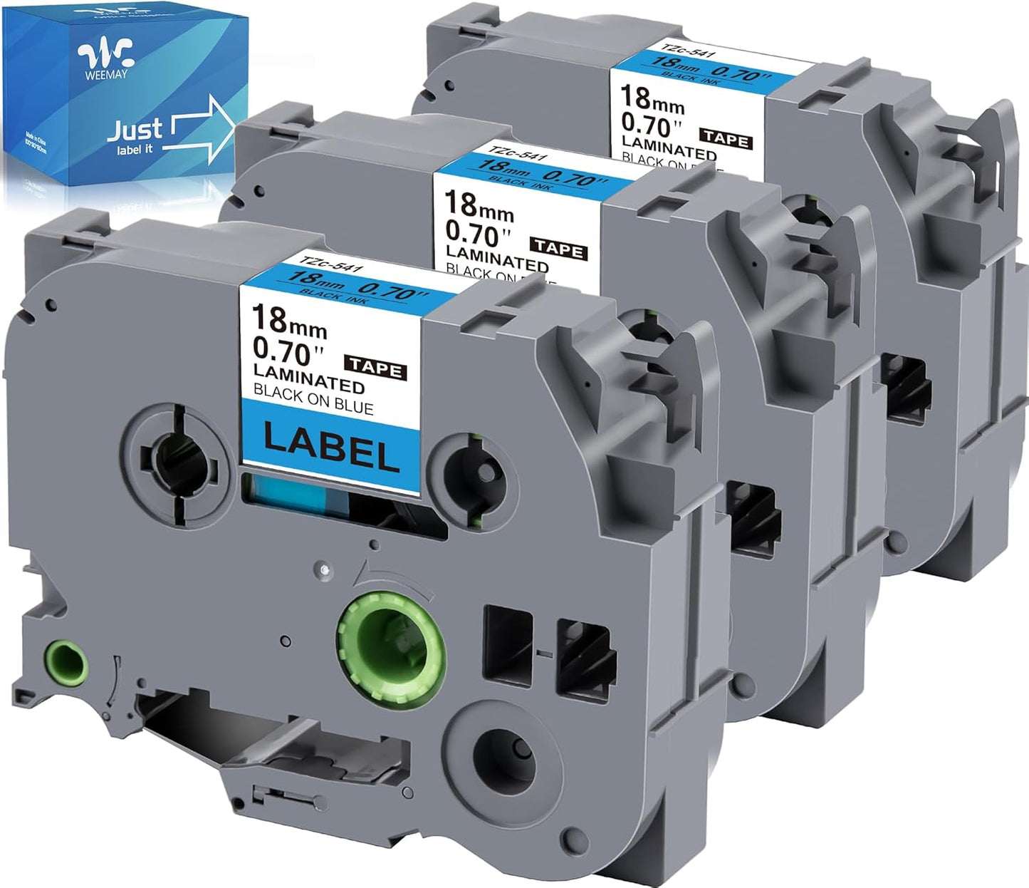 Weemay Compatible 3 Pack TZe-541 Replacement for Brother P-Touch Label Tape 18mm 0.7 Black on Blue 3/4 TZe TZ Tape TZ-541 TZ541 TZe541 for PT-D400AD PT-D610BT PT-D600 PT-D410 Printer, 0.7" x 26.2'