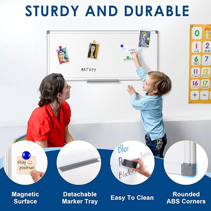 36" x 12" Magnetic White Board, Long Whiteboard Wall Hanging Vertical Board, to-do List Narrow Mini Small Portable Dry Erase Board for Walls
