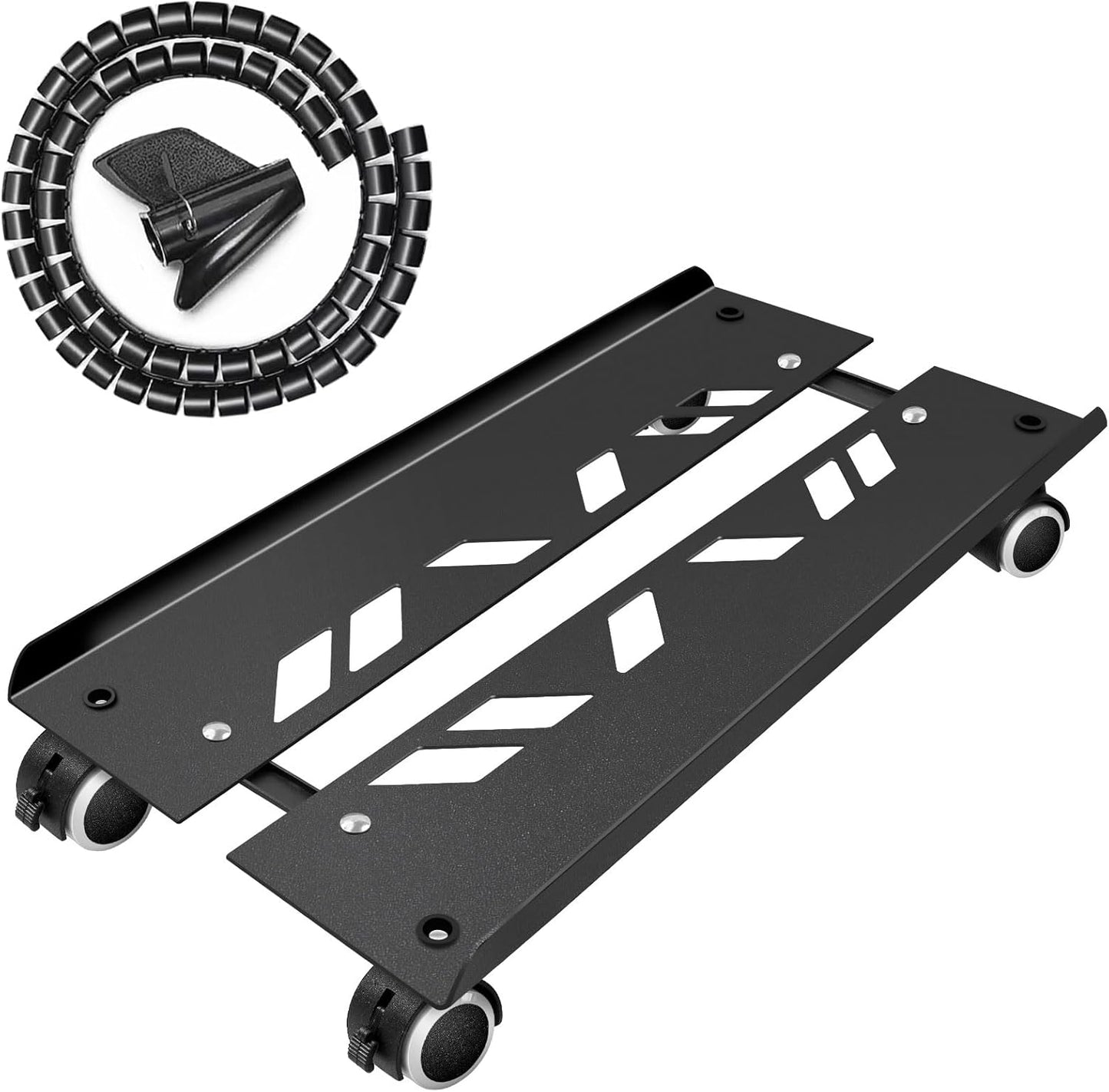 Seloom Computer Tower Stand, Adjustable PC Stand, Heavy-Duty Mobile CPU Tower Holder with Rolling Caster Wheels, Fits Most Gaming Desk Floor