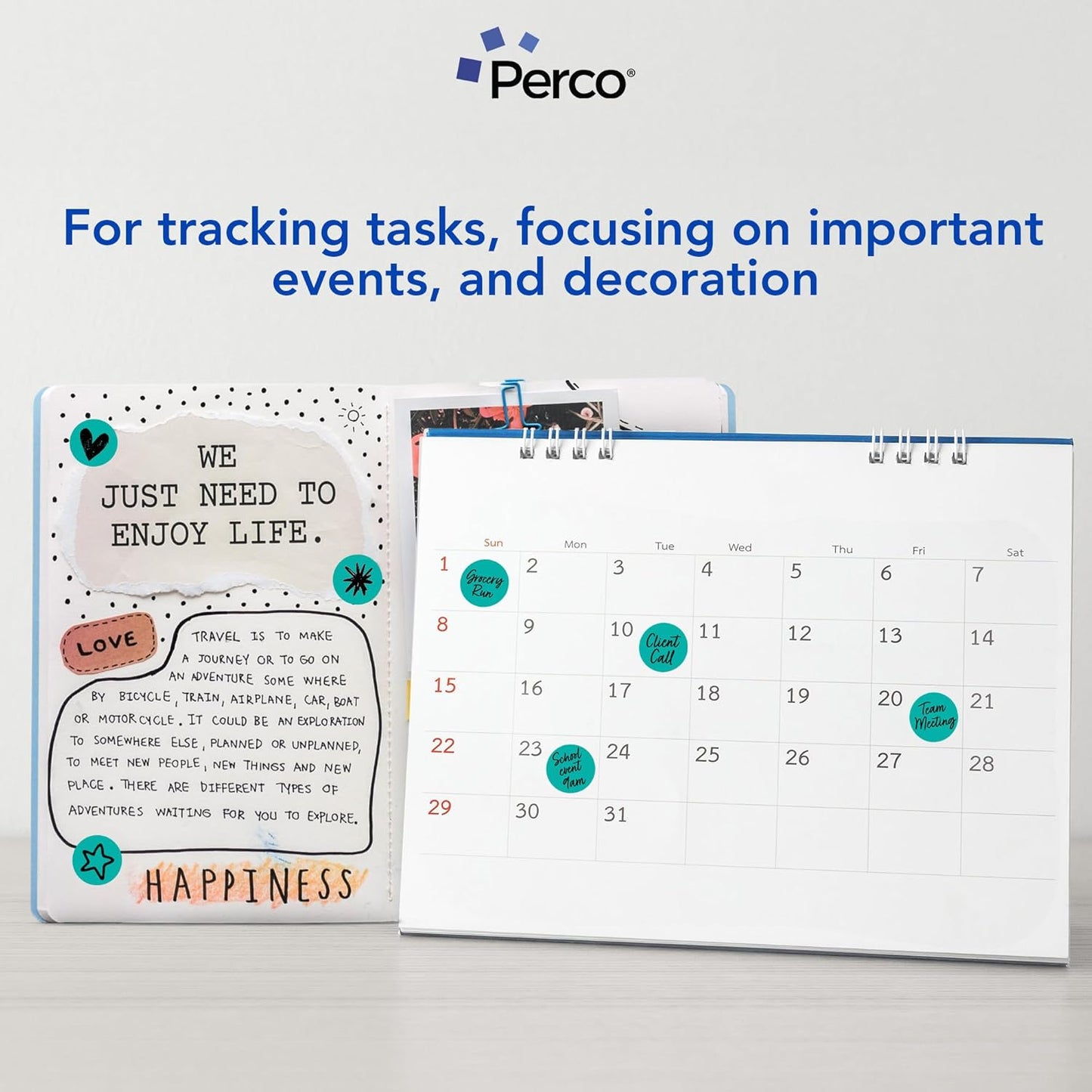 Perco Teal 1-Inch Round Circle Dot Sticker Labels with Easy Peel Perforation - 1,000 Labels per Roll - Strong Adhesion, Vibrant Colors for Organizing, Crafting & More - Made in USA