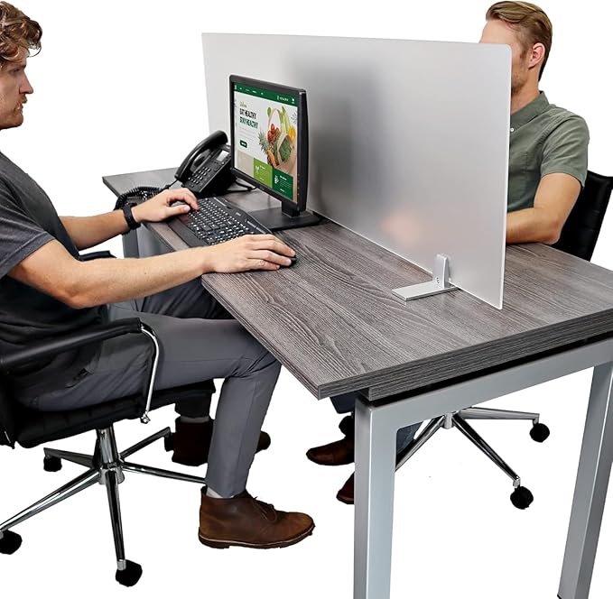 OBEX Acrylic Free Standing Screen, Divider for Desk Privacy Home & Office Partitions for Table Top Workstation, Portable Cubicle Panel for Work, 12" x 48", Frosted