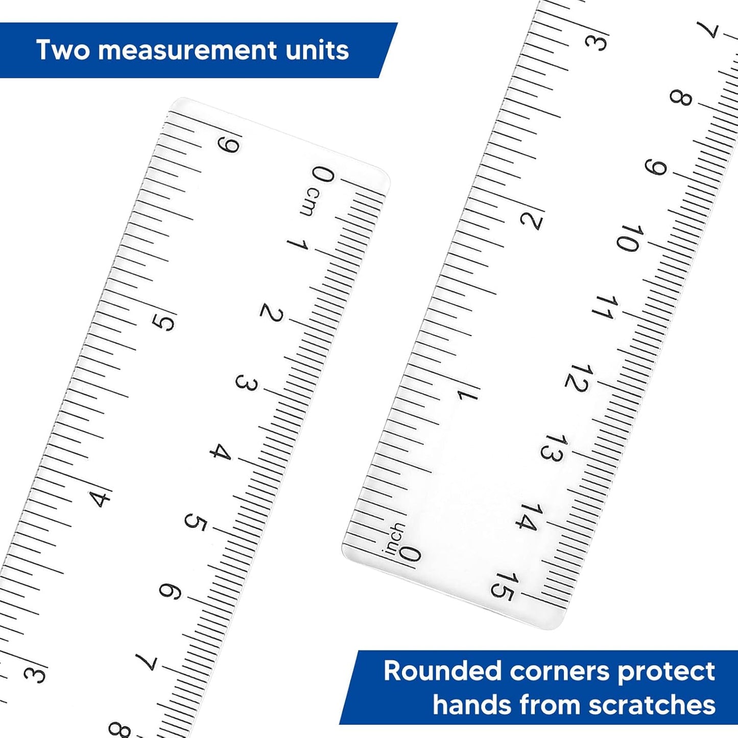 Zonon 100 Pcs 6 Inch Rulers Bulk Clear Plastic Flexible Straight Rulers with Inches and Centimeters First Day of School Gift for Students Back to School Office Supplies