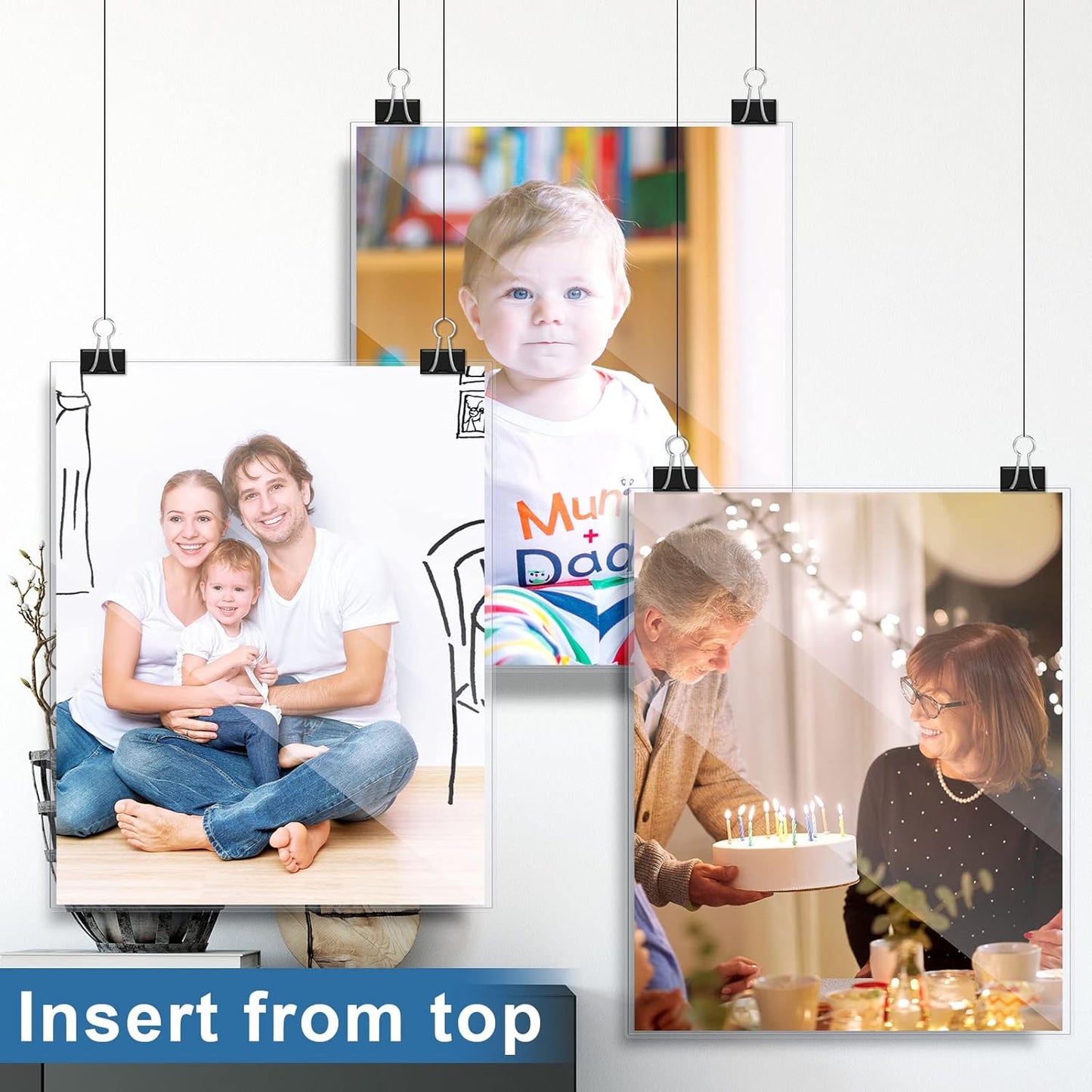 Henoyso 5 Pcs 11x14 Inch PVC Rigid Print Protectors, Heavy Duty Hard Plastic Poster Sleeves for Prints, Magazines, Photos & Paper, Ideal Rigid Menu Covers Paper Page Protectors