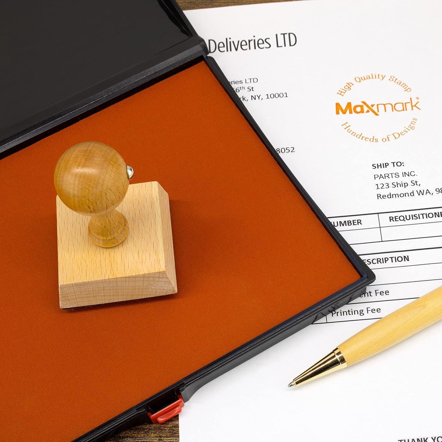 Large Premium Red Ink Stamp Pad - 5" by 7" - Quality Felt Pad - Case with Closing snap