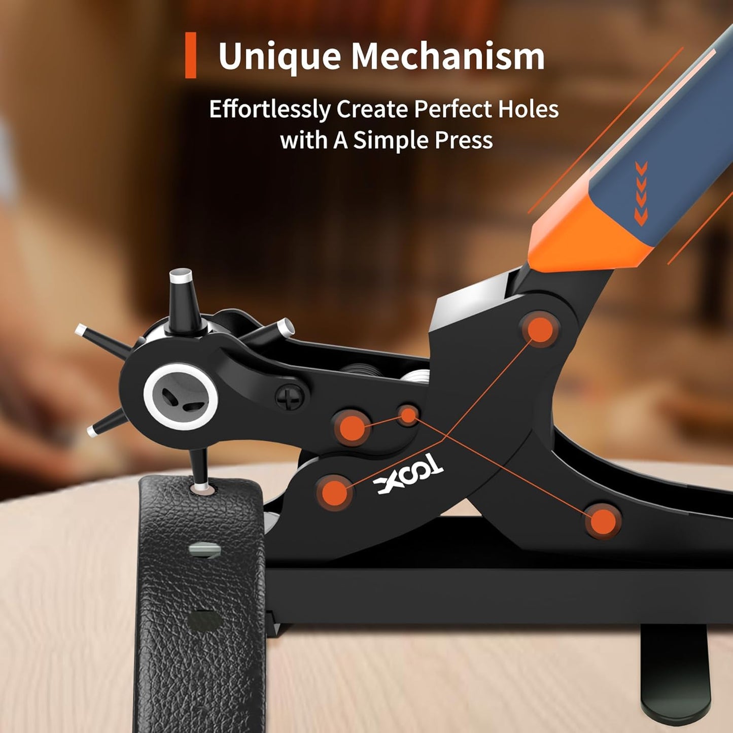 XOOL Revolving Punch Plier Kit, Leather Hole Punch Set for Belts, Watch Bands, Straps, Dog Collars, Saddles, Shoes, Fabric, DIY Home or Craft Projects, Heavy Duty Rotary Puncher, Multi Hole Sizes Make