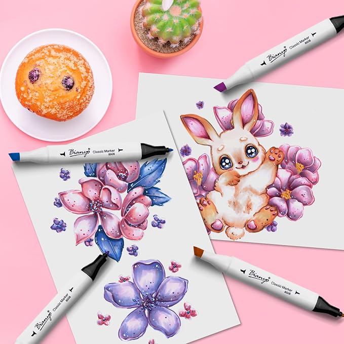 Bianyo 72 Pastel Markers Alcohol Marker Set, Dual Tip Art Markers Set, Alcohol-Based Ink Permanent Marker with Premium Grey Bag for Adults, Kids, Amateurs, Coloring, Drawing, Outlining, highlighting