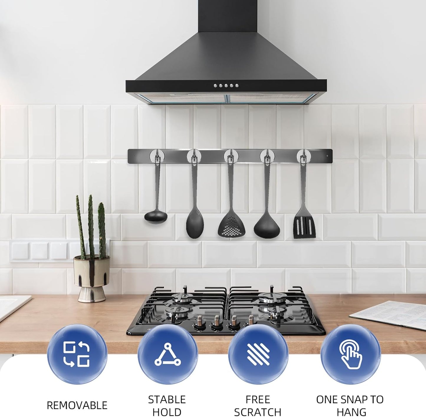 Neosmuk Magnetic Hooks, Heavy Duty 170lb Strong Magnets for Cruise Cabins, Ship Essentials, Large Metal Hooks for Hanging on Fridge(Gunmetal,Pack of 4)