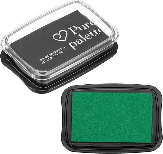PATIKIL 3"x2" Large Stamp Pad, 2Pcs Washable Craft Ink Pad for Rubber Stamp Card Making Stamping Scrapbook Fingerprint Handprint, Dark Green/Black