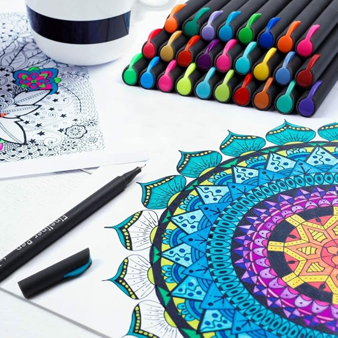 Tebik 80 Pack Planner Colored Pens, 72 Colors Drawing Pens with 8 Stencils, Fineliners for Journal Planner Note Calendar Writing Coloring, Drawing & Detailing School Office Art Supplies