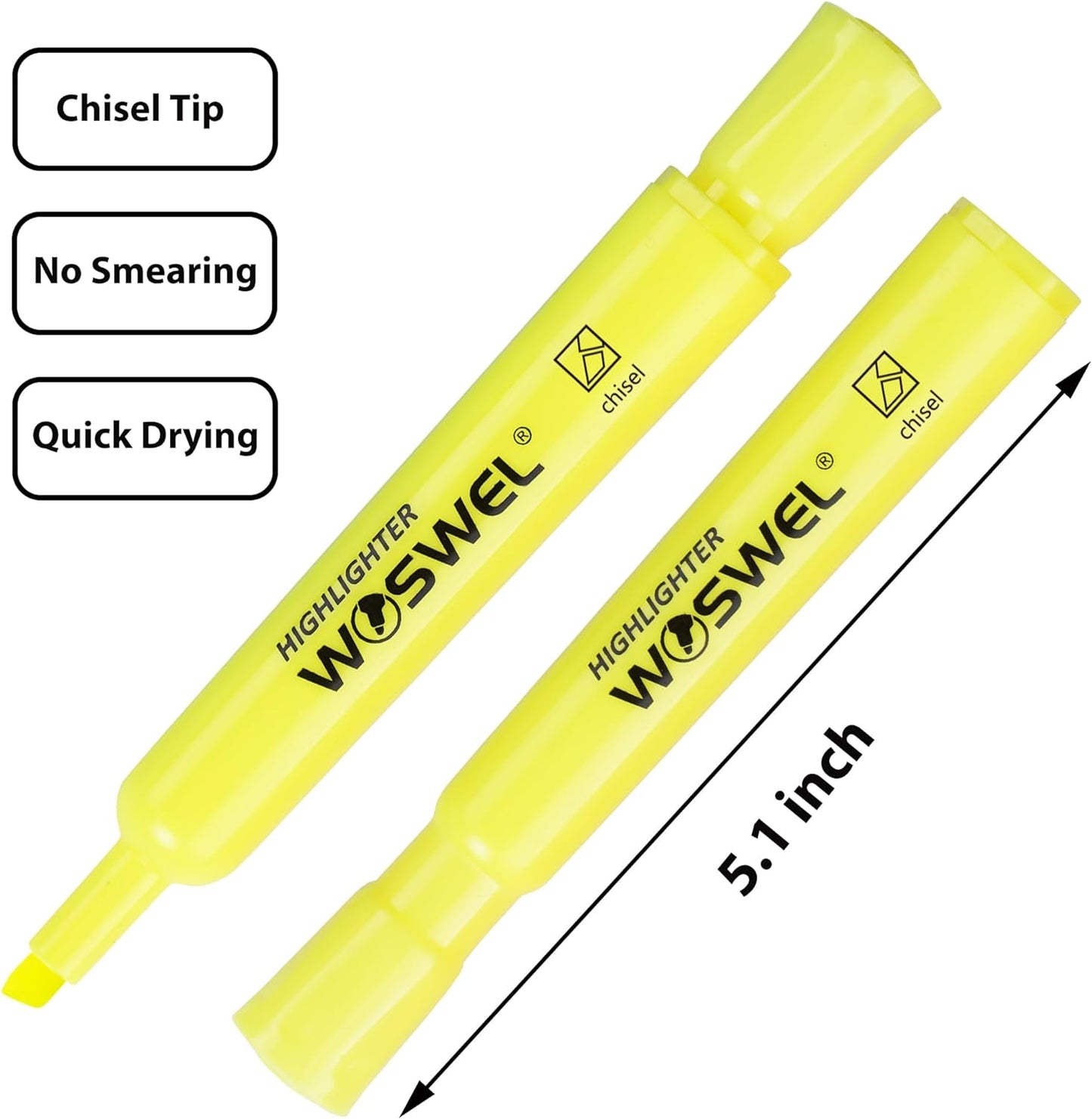 Highlighters Bulk, 24 Pack Tank Style Highlighters Set, Fluorescent Yellow, Chisel Tip Highlighter Markers Bulk for Kid and Adult Coloring, Highlighting as School Supplies