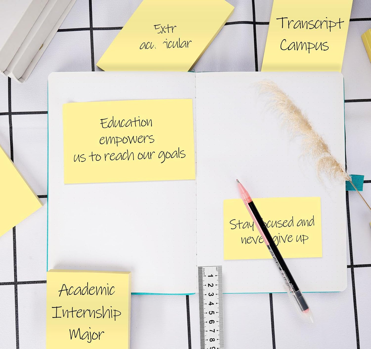 (12 Pads) Large Sticky Notes Yellow 3 x 5in,1200 pcs Self-Stick Notes,100 Sheets/Pad Bright Colors Post Pads,Super Adhesive Sticky Pads Recyclable for Office,Shool,Home,Notebook,Meeting,Clean Removal