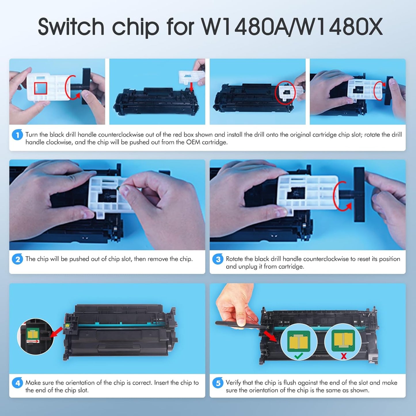148A W1480A Toner Cartridge Black Compatible Replacement for HP 148A 148X W1480A W1480X for HP Laserjet MFP 4101fdw 4101fdn Pro 4001dw 4001dn 4001n Printer Ink (4 Pack)