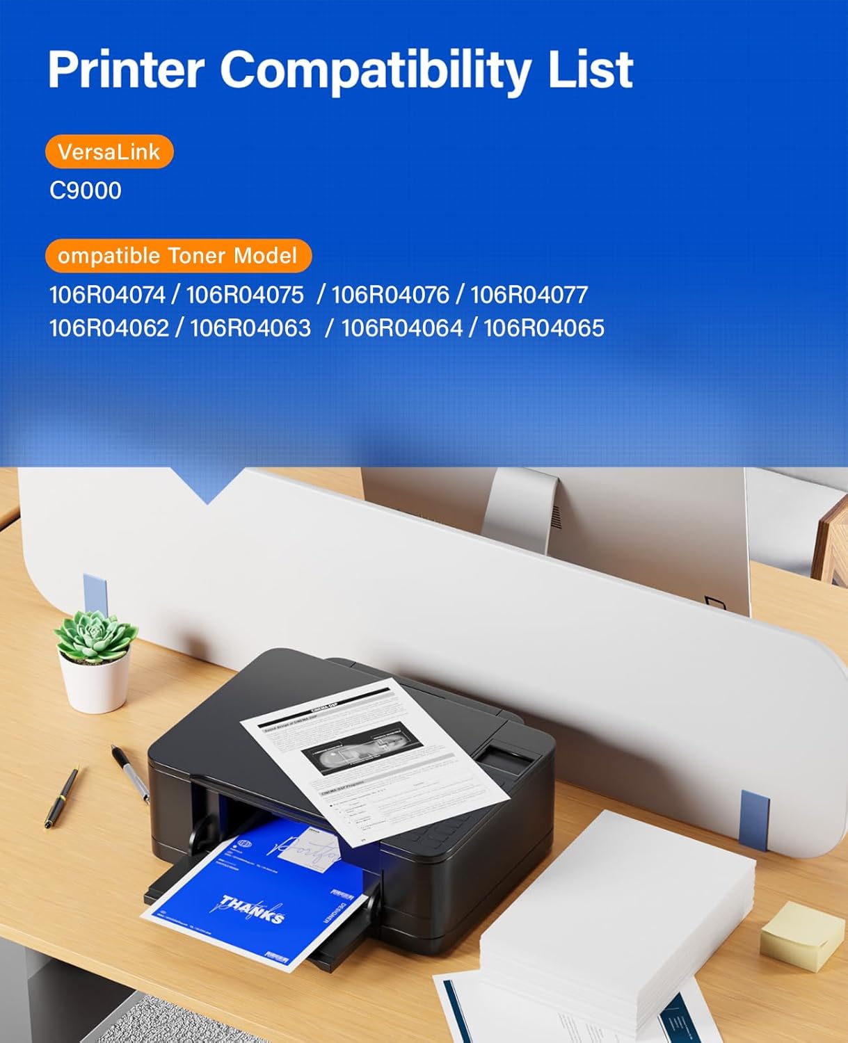 VersaLink C9000 High Capacity Toner Cartridge Set 4-Pack Replacement for Xerox 106R04074 106R04075 106R04076 106R04077 Toner Compatible with Xerox VersaLink C9000 Printer Ink Black Cyan Magenta Yellow