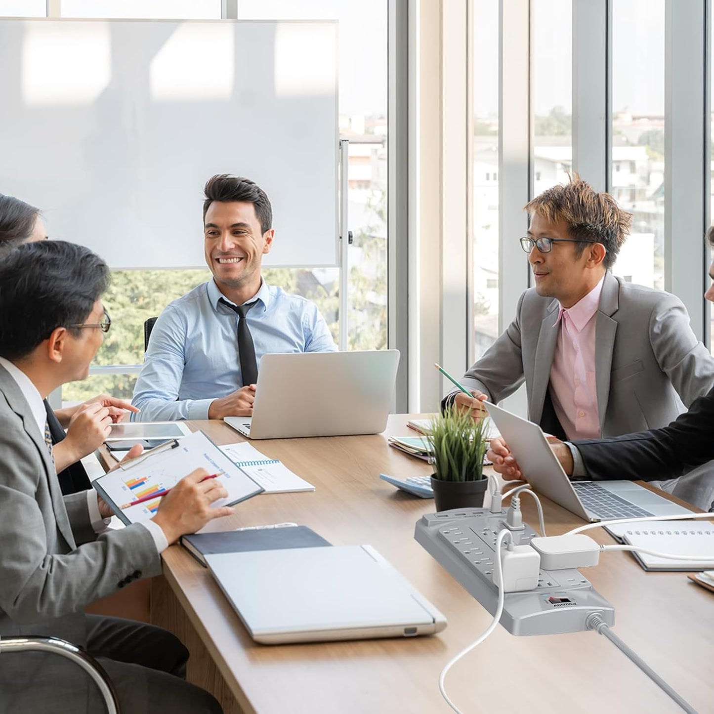 18 Outlets Surge Protector Power Strip - 6 Feet Flat Plug Heavy Duty Extension Cord with 18 Widely Outlets and 4 USB Ports, 2100 Joules, Grey, ETL Listed