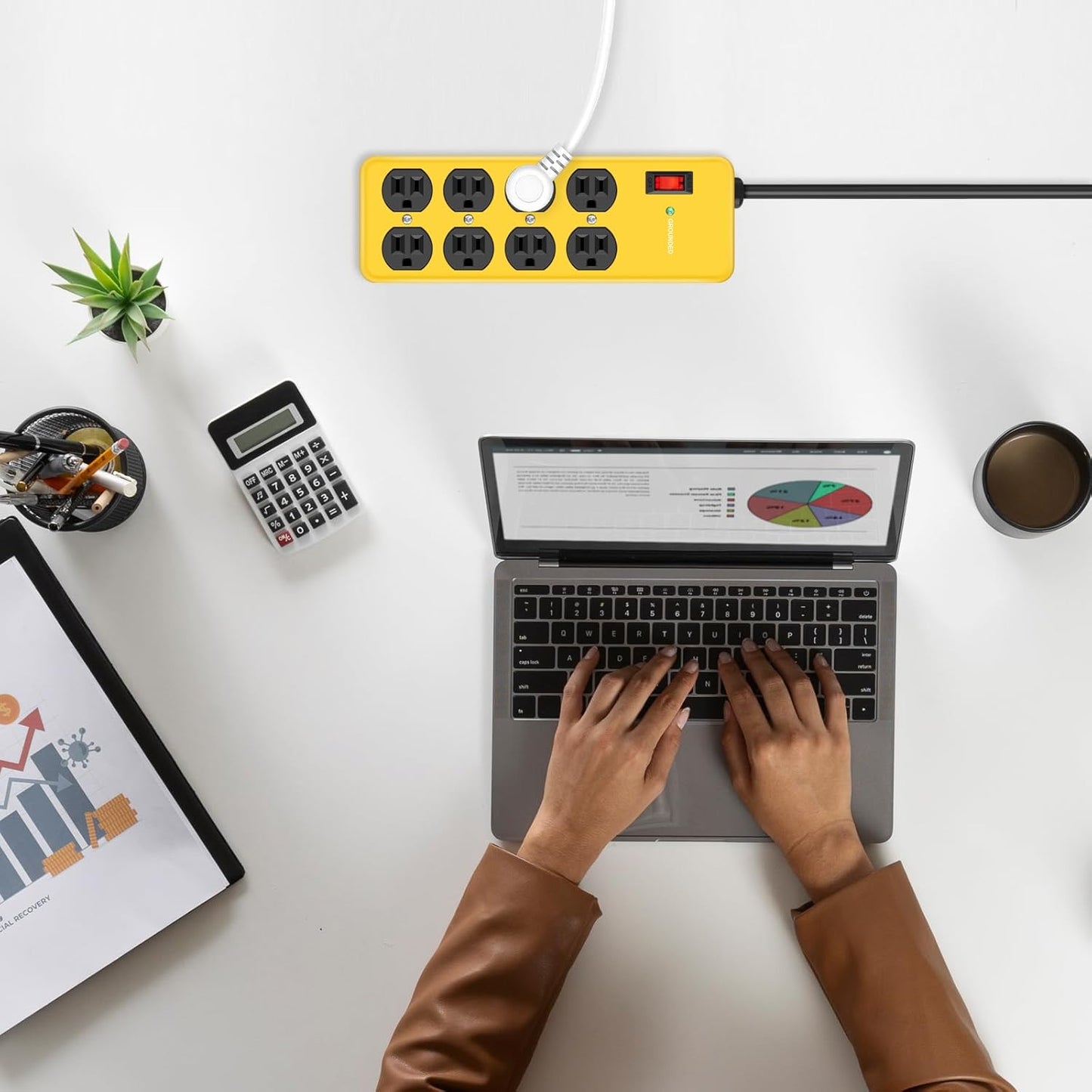 Wall Mount Power Strip,8 Outlet Heavy Duty Power Strip with 2700 Joules Surge,15Amp Metal Mountable Surge Protector for Home,Office,Garage & Workshop,14AWG Extension Cord