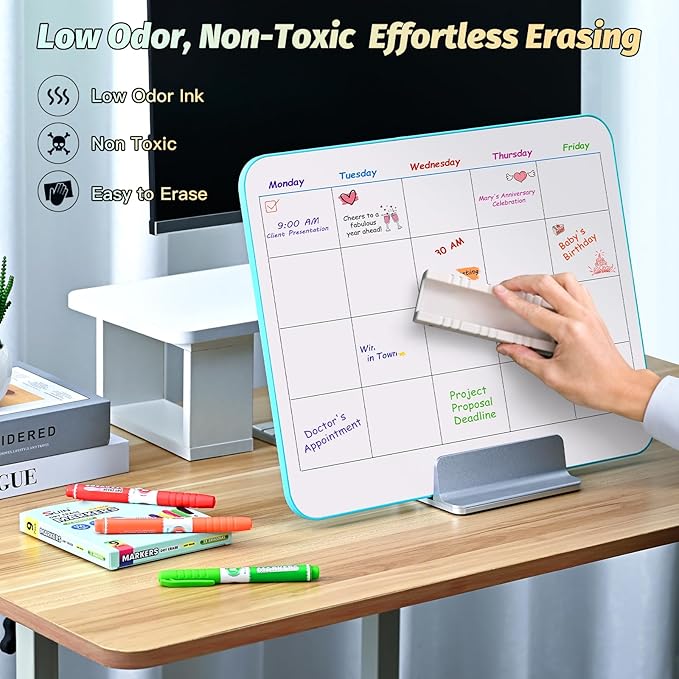 SUIN 9 Colors Dry Erase Markers - Low Odor, Non-Toxic, Slim Whiteboard Bullet Tip markers, Medium Fine Tip Whiteboard Pens for Kids, Office, Classroom & Home 36 Count