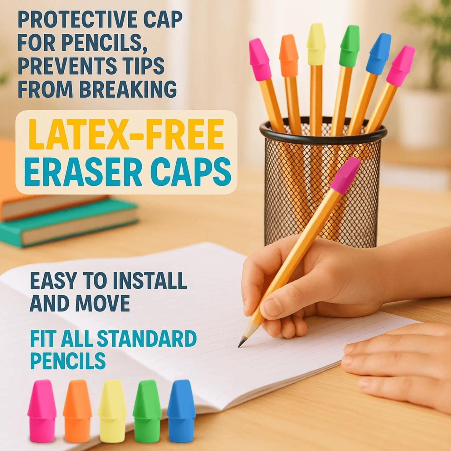 Cap Erasers for Pencils Pulk - Pencil Top Erasers Cap Erasers Toppers for Latex Free Assorted Colors School Supplies for Teachers Sudents Classroom Home and Office (120)