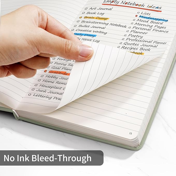 Annecy Lined Journal Notebook, Hardcover Numbered College Ruled Journal, Medium 5.5x 8.25, 160 Pages 100GSM Writing Paper, Grey Green