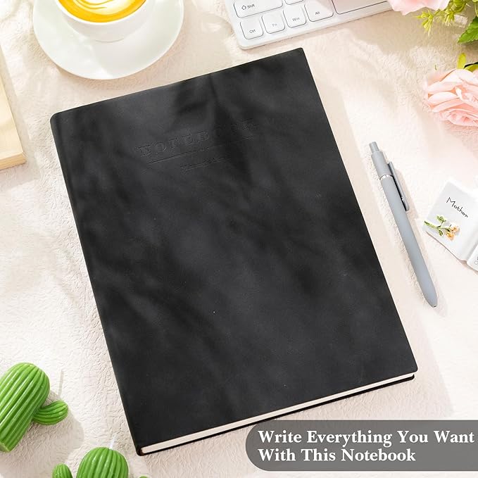 SATINIOR 5 Pack A4 Notebooks Large Journal 360 Pages Leather Softcover Hardcover Notebooks Thick Paper Lined Notepad for Office School Business Note Taking Writing, 8.5'' x 11''(Black)