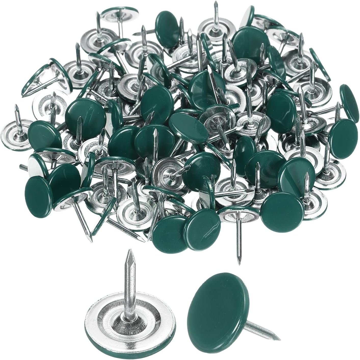 uxcell 150Pcs Upholstery Tacks, 11mmx13mm Flat Head Thumb Tack Decorative Furniture Nails Push Pins for Furniture Sofa Headboards, Green