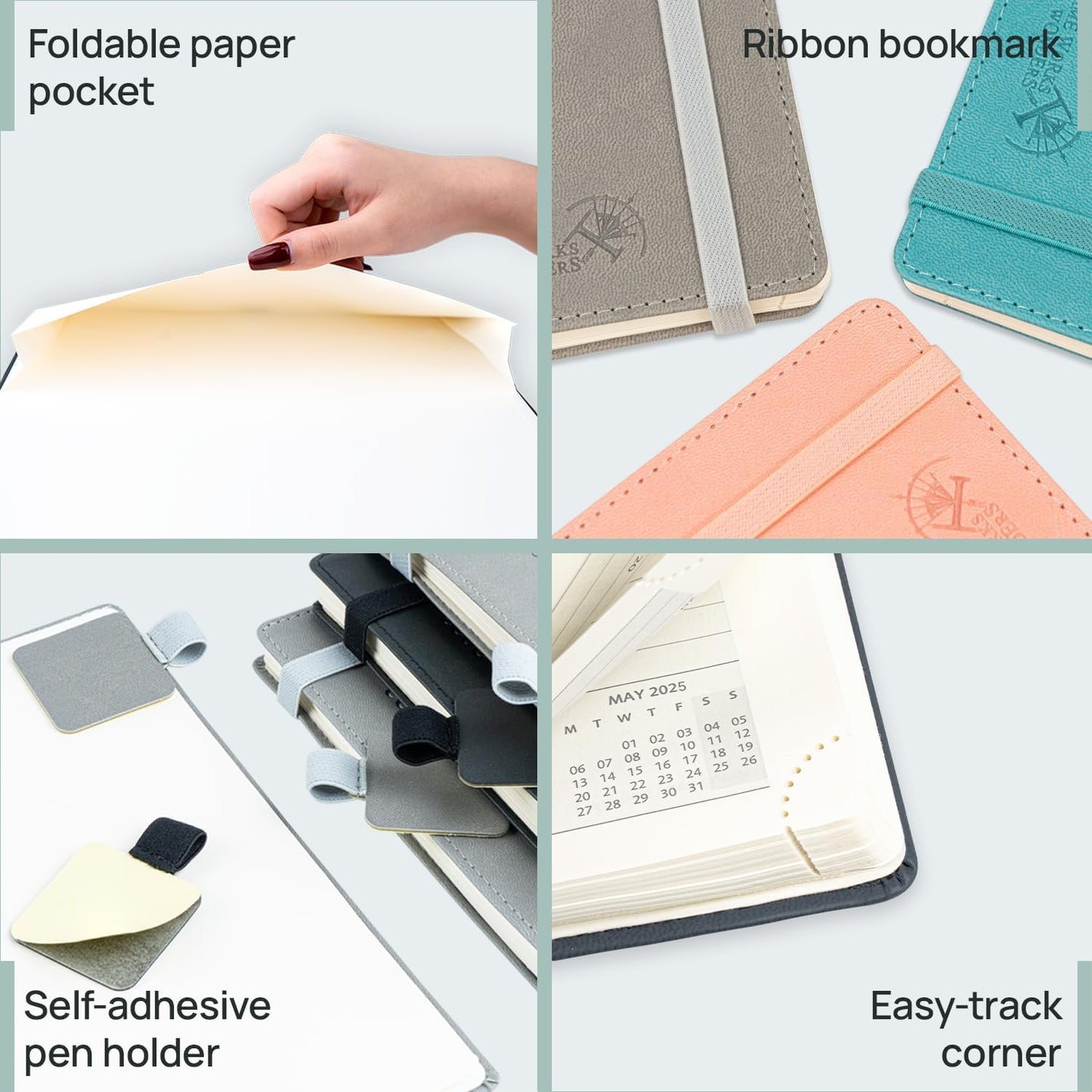 POPRUN Planner 2025-2026 (Large - 8.5'' x 10.5'') Academic Weekly Calendar (July 2025 - June 2026) with Hourly Time Slots, Monthly Tabs, 100GSM Thick Papers, Leather Soft Cover - Blue Green