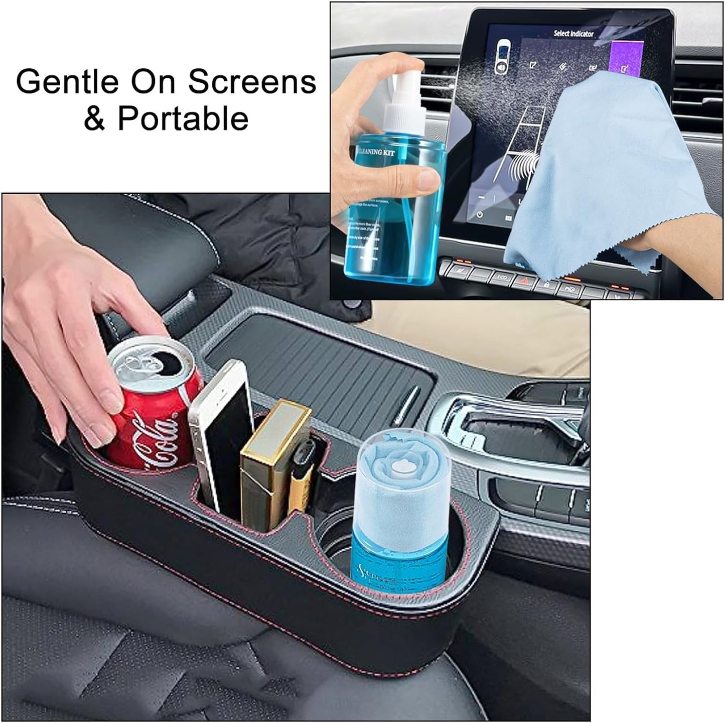 walrfid 2 Pcs Car Screen Cleaner Spray and Wipe, TV Computer Laptop Touchscreen Mist Cleaning Kit Wipe for CD Disc, Electronic Cell Phone iPad iPhone MacBook Pro Tablet Monitor LCD LED Flat Screens