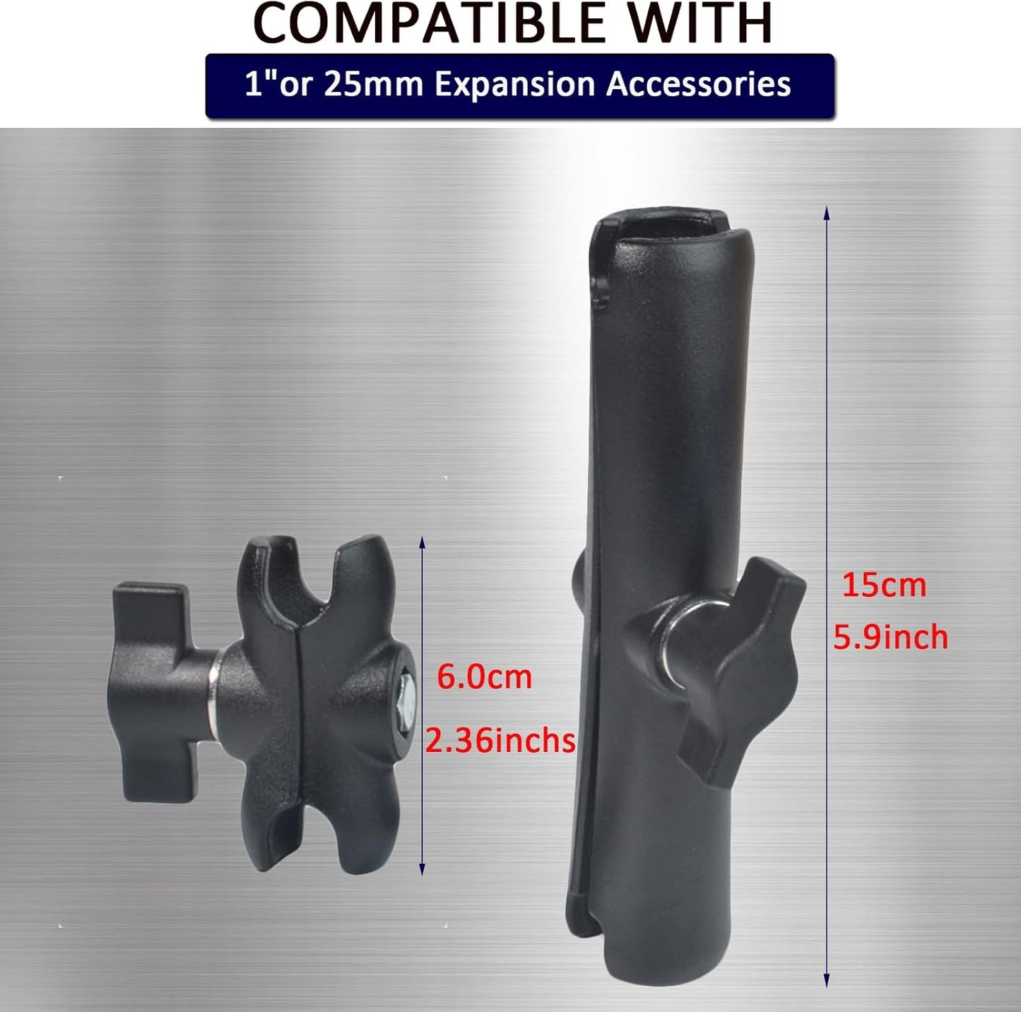 HYS Heavy Duty Drill Base Tablet Handheld CB Radio/Mic Holder Truck Mount, Aluminum 360° Adjustable 2-Stage Stand for Commercial Vehicles Car and Wall, for Handheld CB Radio&Mic with Clip/Round Knob