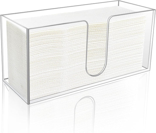 1Pack Acrylic Countertop Paper Towel Holder, Paper Towel Dispenser Countertop/Acrylic Napkin Holder(5mm Acrylic) C-fold or MultiFold Trifold Paper Towels for Bathroom, Kitchen,Restaurant (1)