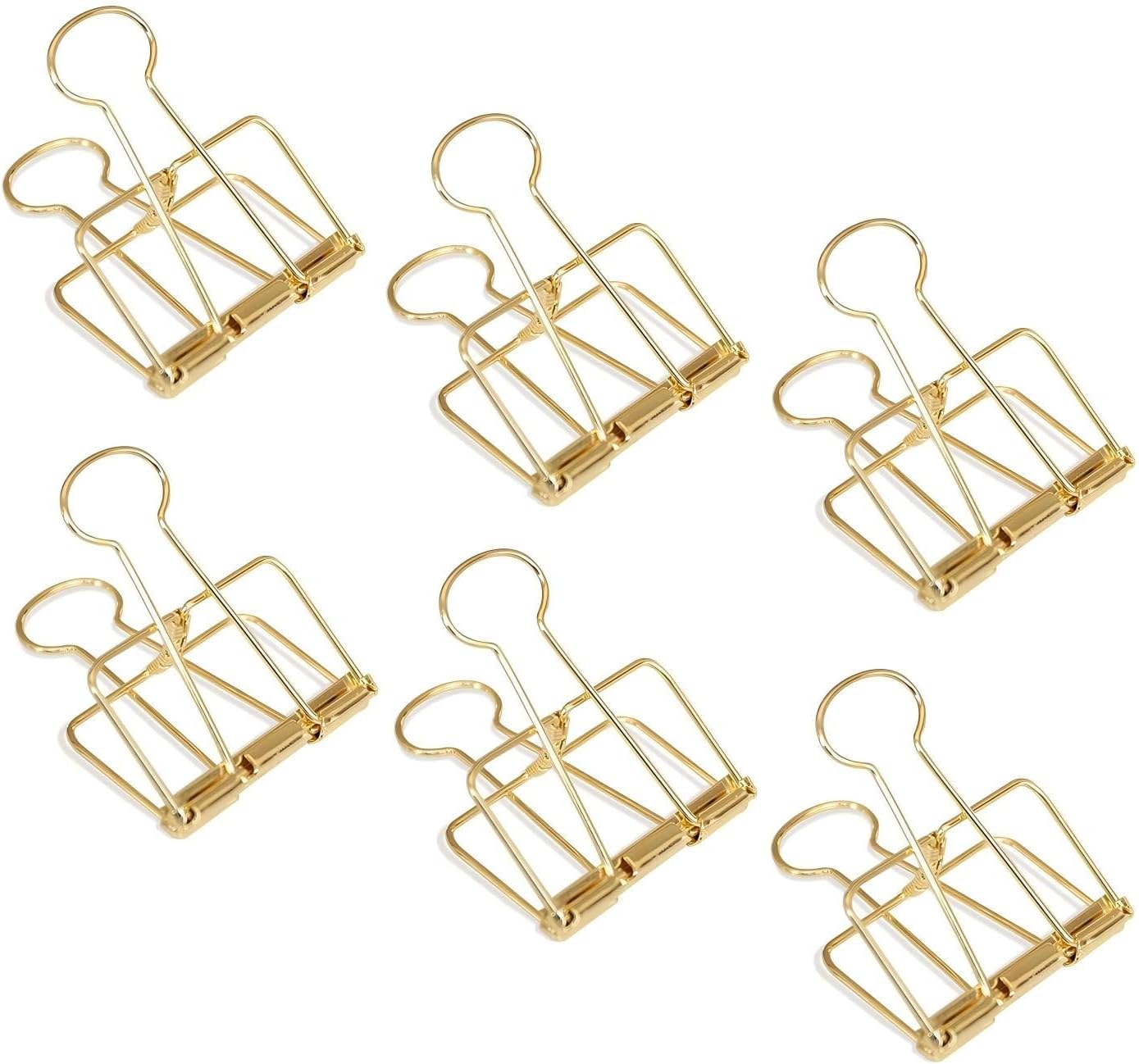 Gold Binder Clips Set, 2 Inch Wire Clips for Paper and Office Organization, Large Binder Clips,6 Pack