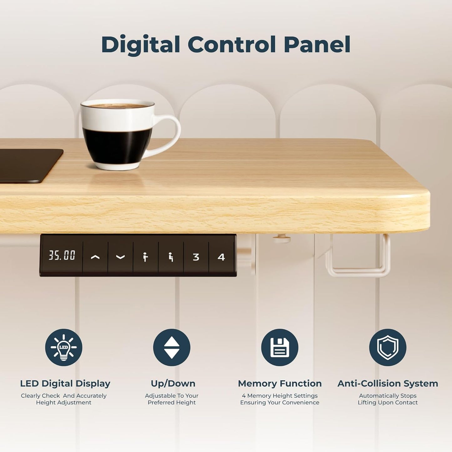 Adjustable Stand Up Desk Standing Desk, 40x24 Inches Home Office Desks with Memory Preset Computer Workstation, Splice Maple Top + White Frame