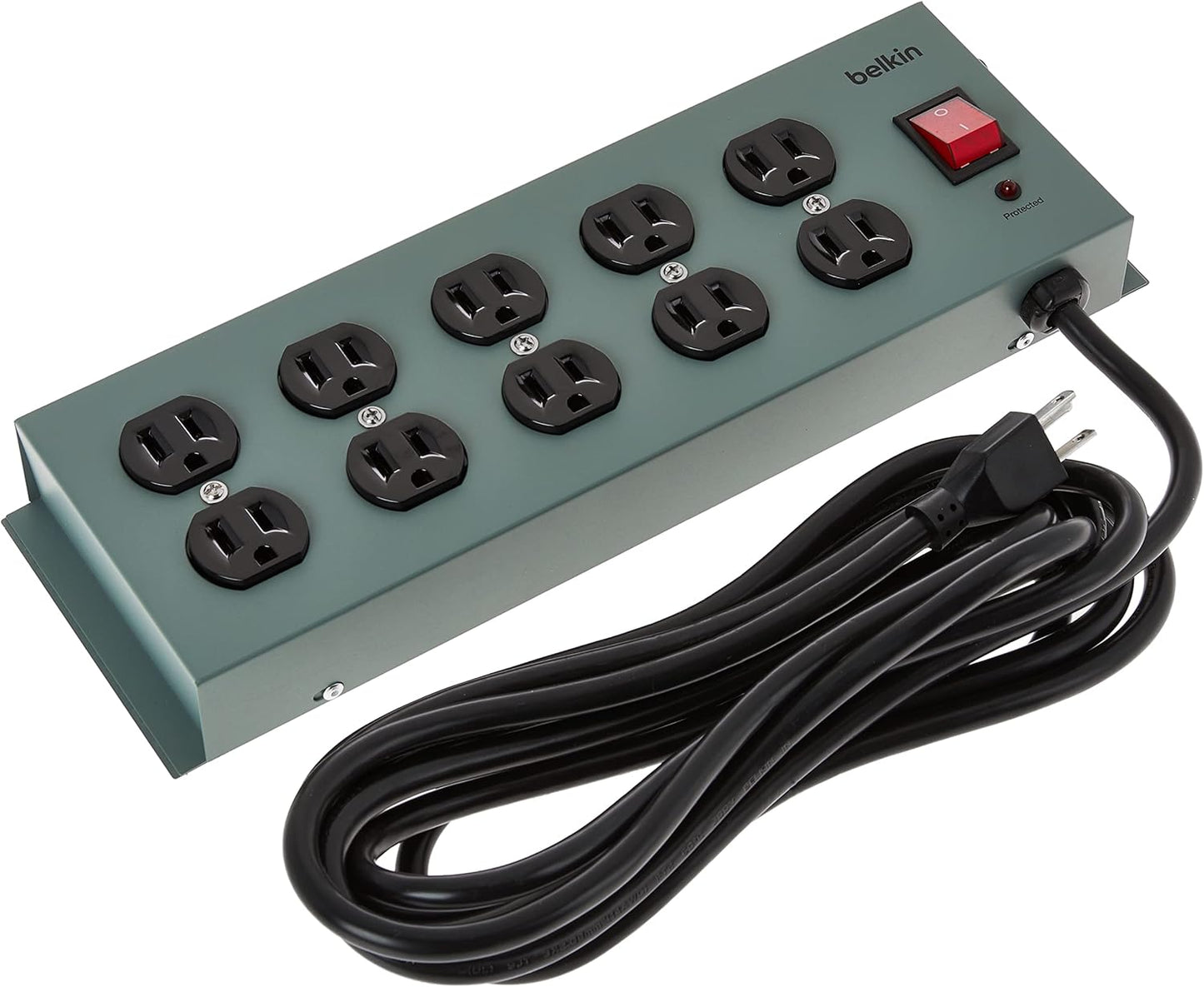 Belkin Power Strip Surge Protector - 10 AC Multiple Outlets, 15 ft Long Heavy-Duty Metal Extension Cord with Wall Mount Holes for Home, Office, Travel, Computer Desktop, Laptop & Phone Charging - 5PK