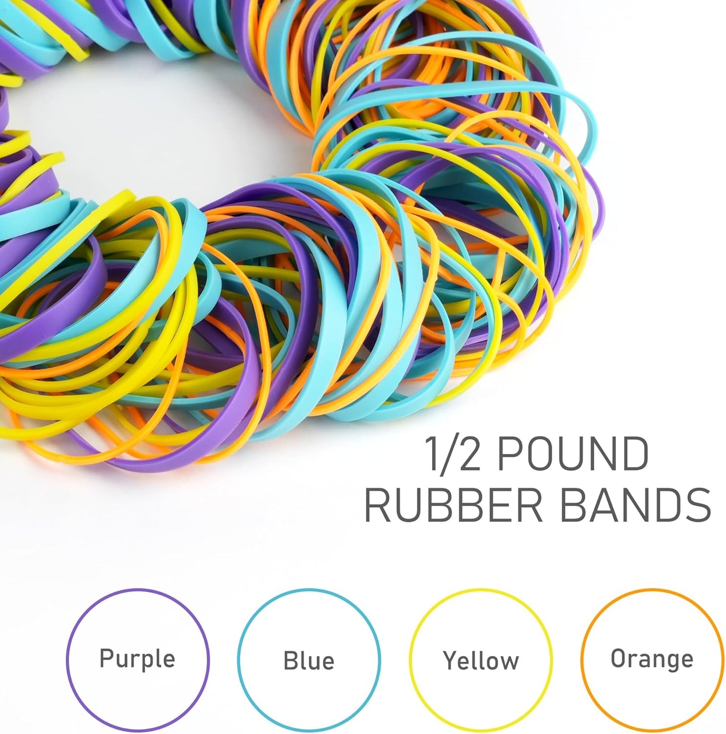 LotFancy Rubber Bands, 1/2 Pound Assorted Size #64#33#19 Colored Rubber Bands Office Supplies