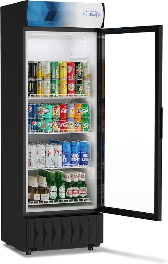 KoolMore DGDR-1D-12C 24 in. 12 Commercial One Glass Door Beverage Display Merchandiser Refrigerator Cooler, ETL Listed in Black, 12.1 cu. ft