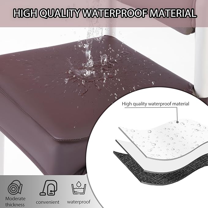 CWK Waterproof PU Leather Dining Chair Covers Set of 1-Stretchable Chair Seat Slipcovers, Removable & Washable Protector for Dining Room,Home,Office,Wedding,Rear Covers (PU-Coffee)